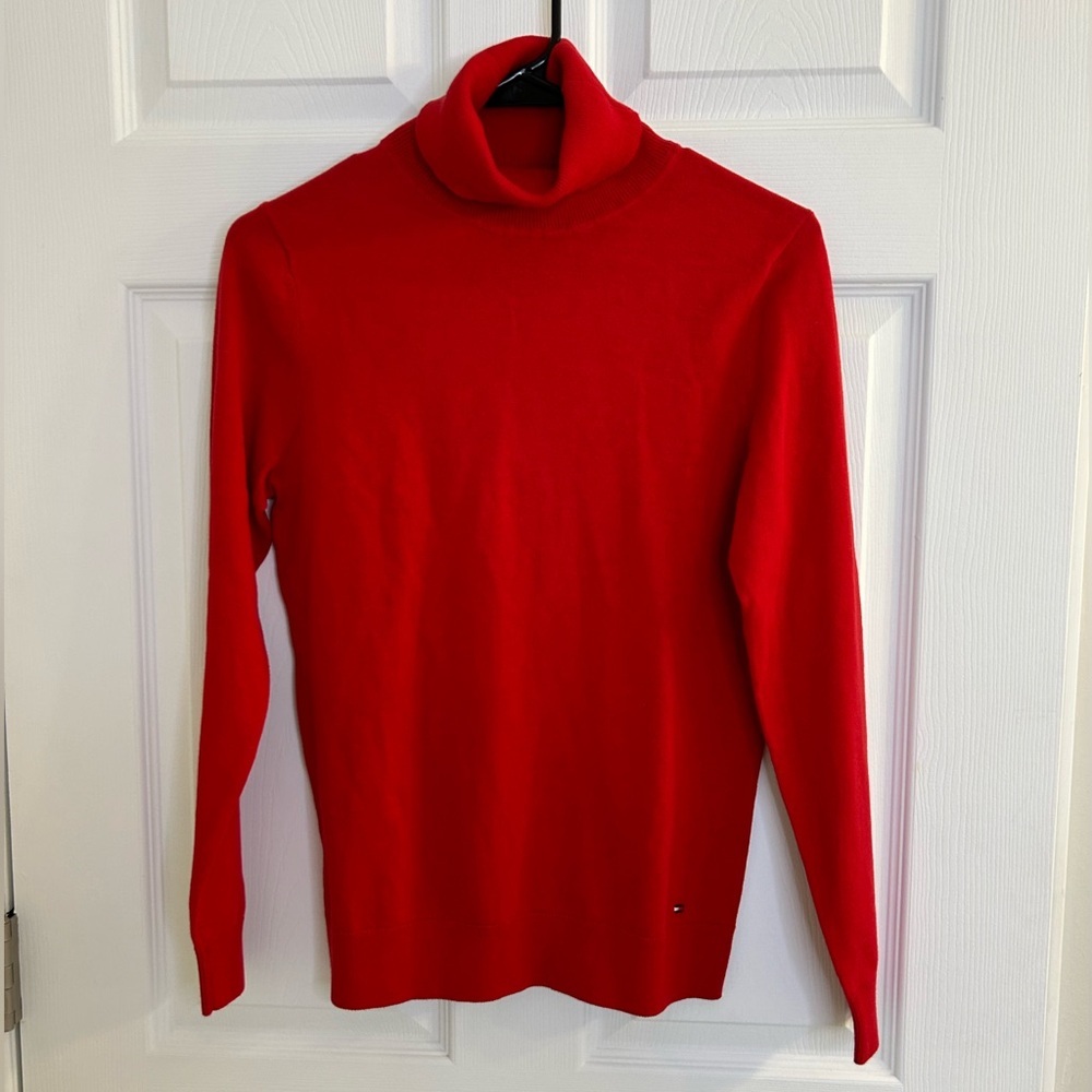NWT Tommy Hilfiger women’s small red cowl neck turtleneck neck sweater cotton